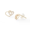 Thumbnail Image 0 of Cubic Zirconia Double Heart Stud Earrings in 14K Gold
