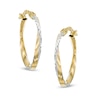 Thumbnail Image 0 of Small Diamond-Cut Twist Hoop Earrings in 14K Two-Tone Gold