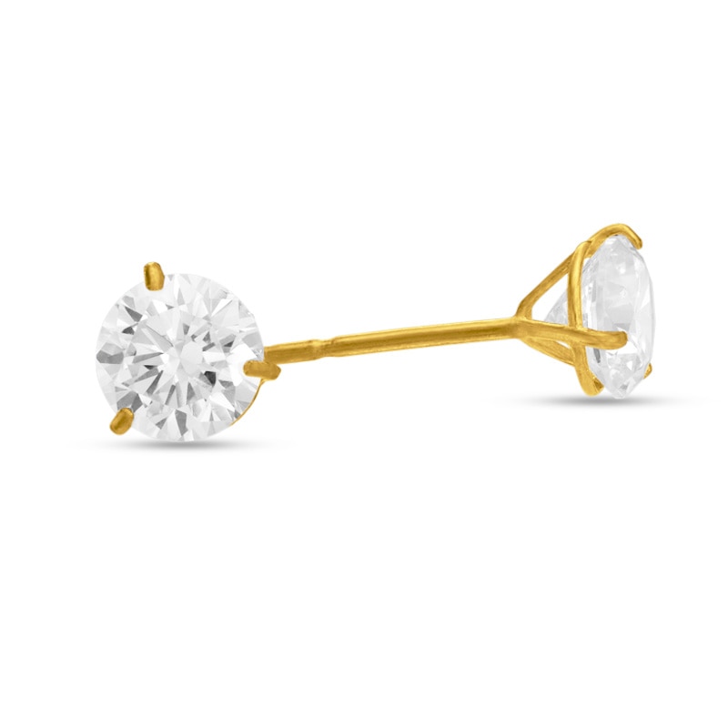 5mm Cubic Zirconia Solitaire Stud Earrings in 14K Gold | Piercing Pagoda