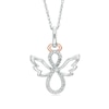 Thumbnail Image 0 of Diamond Accent Angel with Wings Pendant in Sterling Silver and 14K Rose Gold Plate