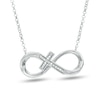 Thumbnail Image 0 of Diamond Accent Sideways Infinity with Cross Pendant in Sterling Silver - 17"