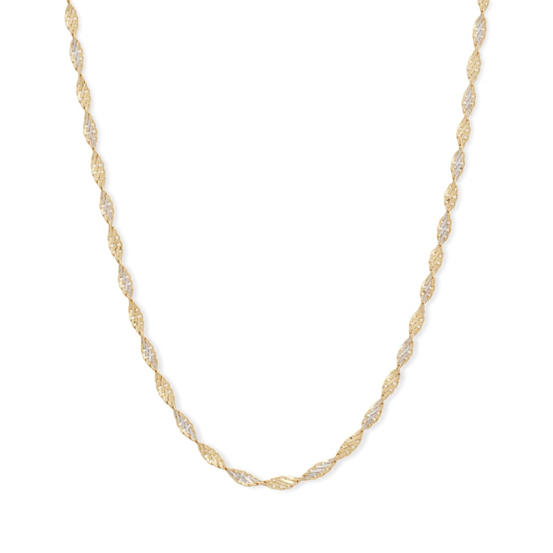 030 Gauge Dorica Rope Chain Necklace in 10K Solid Two-Tone Gold - 18"