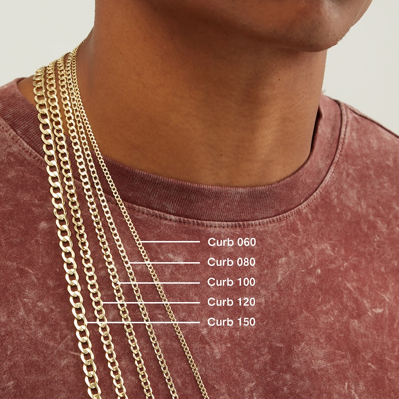 10K Gold 060 Gauge Curb Chain Necklace - 20"