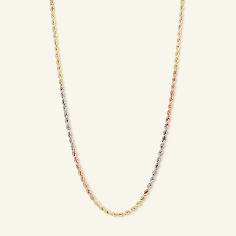 016 Gauge Rope Chain Necklace in 14K Tri-Tone Gold - 20"
