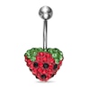 Thumbnail Image 0 of 014 Gauge Crystal Heart-Shaped Strawberry Belly Button Ring in Stainless Steel