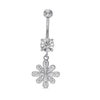 Thumbnail Image 0 of 014 Gauge Crystal Flower Dangle Belly Button Ring in Stainless Steel