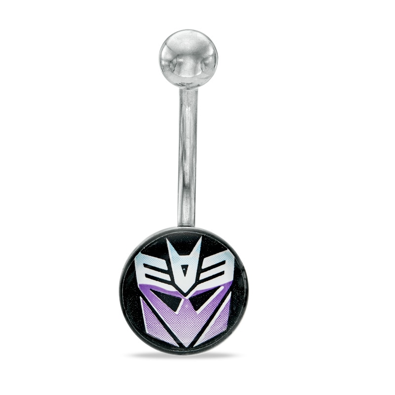 014 Gauge Transformers Purple Decepticon Logo Belly Button Ring in Stainless Steel