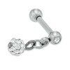 Thumbnail Image 0 of 016 Gauge Crystal Accented Ball Charm Dangle Cartilage Barbell in Stainless Steel