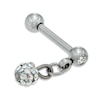 Thumbnail Image 0 of 016 Gauge Iridescent Crystal Accented Ball Charm Dangle Cartilage Barbell in Stainless Steel