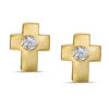 Thumbnail Image 0 of Child's Cubic Zirconia Cross Stud Earrings in 14K Gold