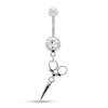 Thumbnail Image 0 of 014 Gauge Cubic Zirconia Scissors Dangle Belly Button Ring in Stainless Steel