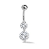 Thumbnail Image 0 of Solid Stainless Steel CZ Linear Two-Stone Belly Button Ring - 14G