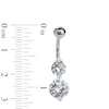 Thumbnail Image 1 of Solid Stainless Steel CZ Linear Two-Stone Belly Button Ring - 14G