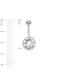 Thumbnail Image 1 of Solid Stainless Steel Crystal Frame Belly Button Ring - 14G