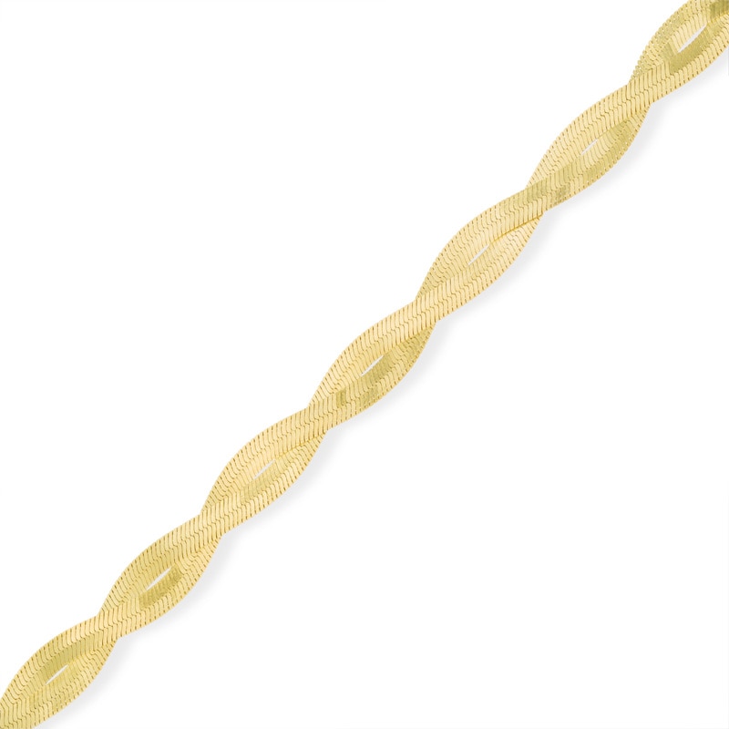 Reversible Braided Herringbone Chain Bracelet in 10K Two-Tone Gold Bonded Sterling Silver - 7.5"