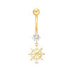 Thumbnail Image 0 of 014 Gauge Cubic Zirconia Helm Dangle Belly Button Ring in 10K Gold