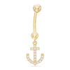 Thumbnail Image 0 of 014 Gauge Cubic Zirconia Anchor Dangle Belly Button Ring in 10K Gold