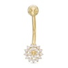 Thumbnail Image 0 of 10K Solid Gold CZ Flower Burst Belly Button Ring - 14G 3/8"