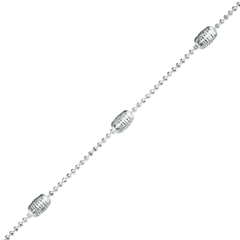 Made in Italy Oval Bead Anklet in Sterling Silver - 10"