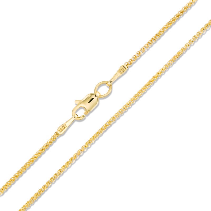 14K Gold 030 Gauge Round Wheat Chain Necklace - 18"
