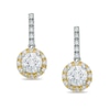 Thumbnail Image 0 of 6mm Cubic Zirconia Frame Drop Earrings in Sterling Silver and 18K Gold Plate