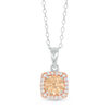 Thumbnail Image 0 of Champagne and White Cubic Zirconia Frame Pendant in Sterling Silver and 14K Rose Gold Plate