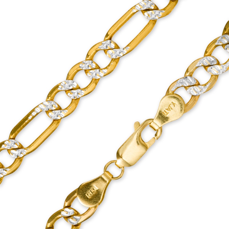 10K Two-Tone Gold 150 Gauge Figaro Chain Necklace - 22"