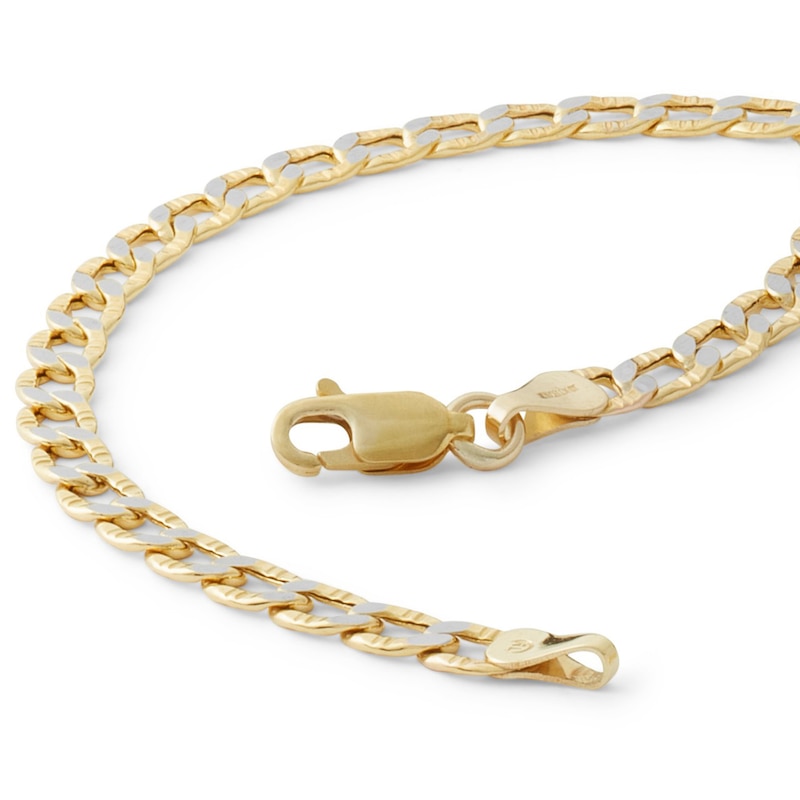 Made in Italy 100 Gauge Curb Chain Bracelet in 10K Hollow Two-Tone Gold - 8"
