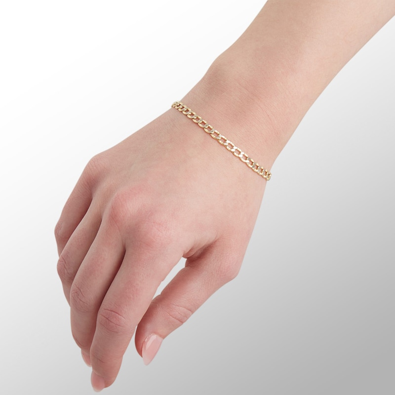 Made in Italy 100 Gauge Curb Chain Bracelet in 10K Hollow Two-Tone Gold - 8"