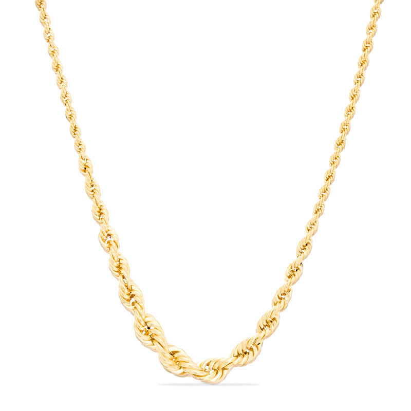 Graduated Rope Chain Necklace in 10K Gold