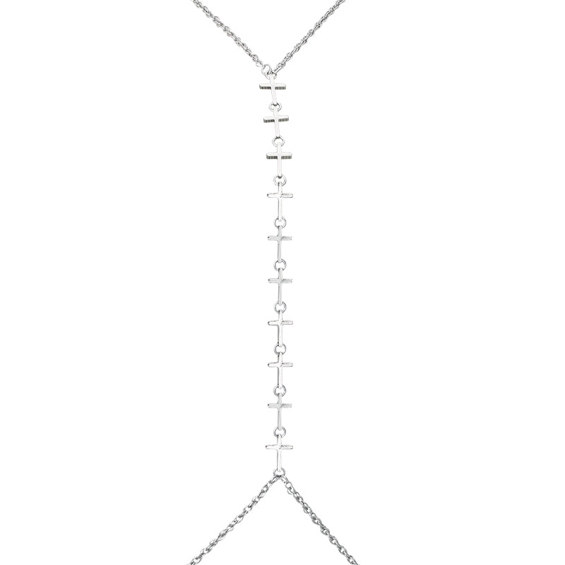 Cross Charm Harness-Style Body Chain in Alloy