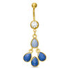 Thumbnail Image 0 of 014 Gauge Blue Acrylic Teardrops Dangle Belly Button Ring in Stainless Steel with Yellow IP