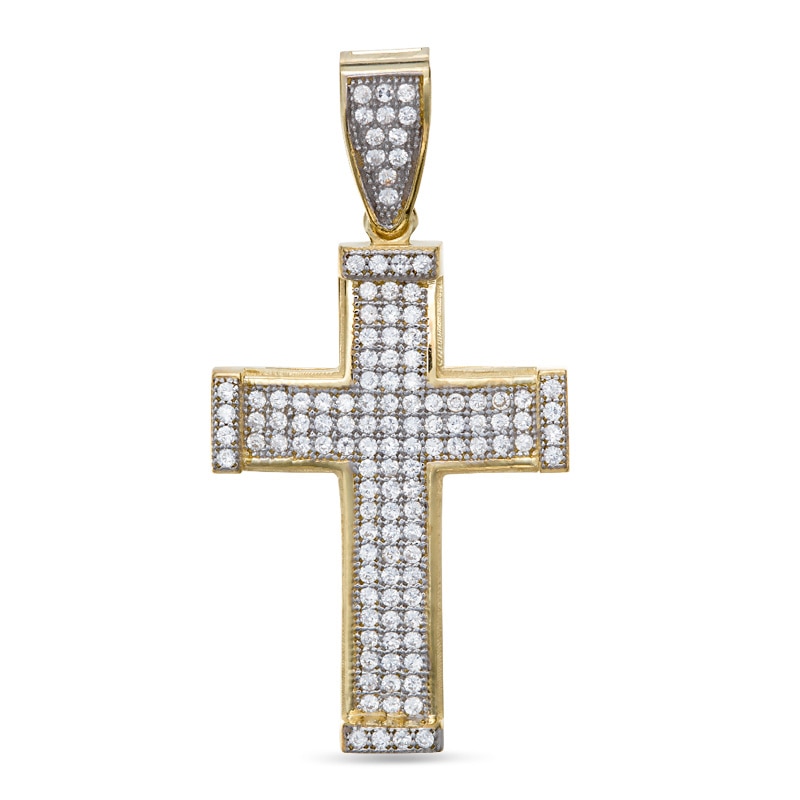 Cubic Zirconia Cross Necklace Charm in 10K Gold