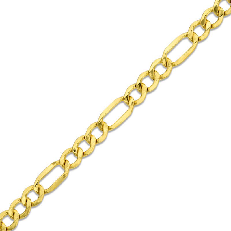 100 Gauge Beveled Figaro Chain Bracelet in 10K Gold - 9