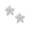 Thumbnail Image 0 of Child's Pink and White Cubic Zirconia Flower Stud Earrings in Sterling Silver