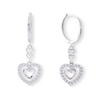 Thumbnail Image 0 of Cubic Zirconia Double Hearts Dangle Drop Earrings in Solid Sterling Silver