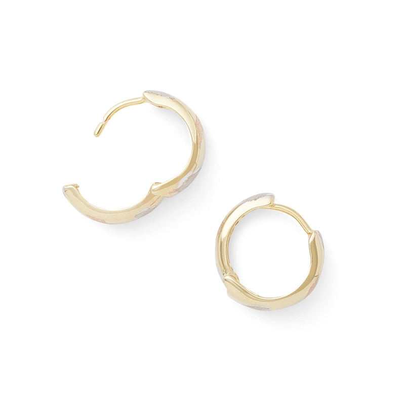 Stripe Huggie Hoop Earrings in 10K Tri-Tone Gold