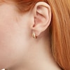 Thumbnail Image 2 of Stripe Huggie Hoop Earrings in 10K Tri-Tone Gold