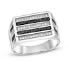 Thumbnail Image 0 of Black and White Cubic Zirconia Striped Rectangle Ring in Sterling Silver - Size 10