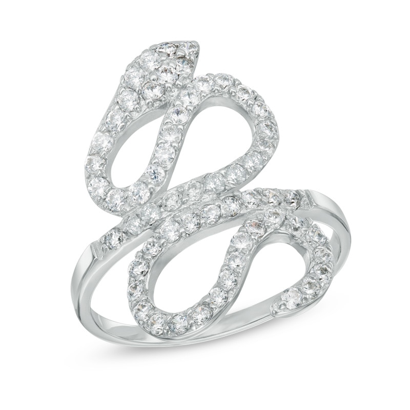 Cubic Zirconia Slithering Snake Ring in Sterling Silver - Size 7