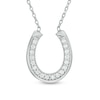 Thumbnail Image 0 of Cubic Zirconia Horseshoe Necklace in Sterling Silver - 16"