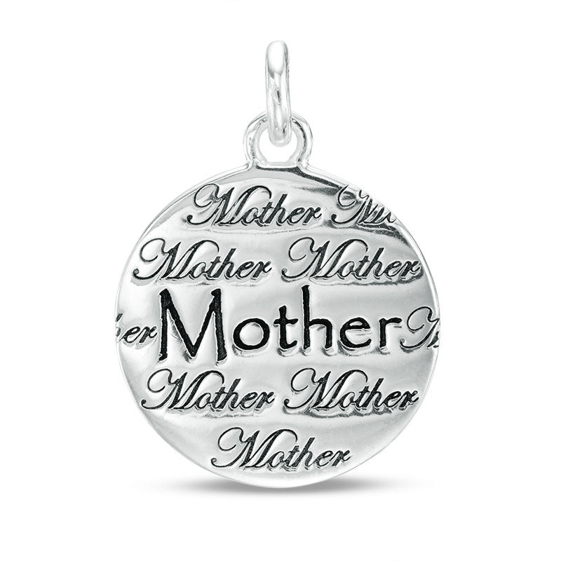 Mother/Daughter Endearment Reversible Disc Bracelet Charm in Sterling Silver