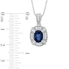 Thumbnail Image 1 of Oval Lab-Created Blue Sapphire and Cubic Zirconia Frame Pendant, Ring and Earrings Set in White Rhodium Brass