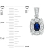 Thumbnail Image 2 of Oval Lab-Created Blue Sapphire and Cubic Zirconia Frame Pendant, Ring and Earrings Set in White Rhodium Brass