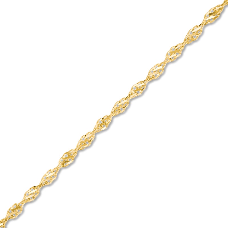 030 Gauge Singapore Chain Anklet in 14K Gold - 10"