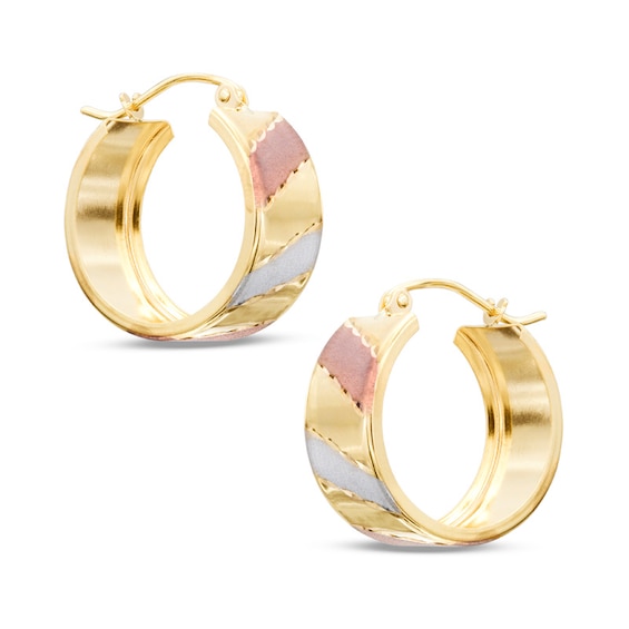Hoop Earrings in 10K Tri-Tone Gold