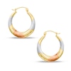 Thumbnail Image 0 of Twist Tri-Tone Hoop Earrings in 14K Stamp Hollow Gold