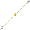 Thumbnail Image 0 of Coffee Bean-Style Bead Anklet in 10K Tri-Tone Gold - 10"