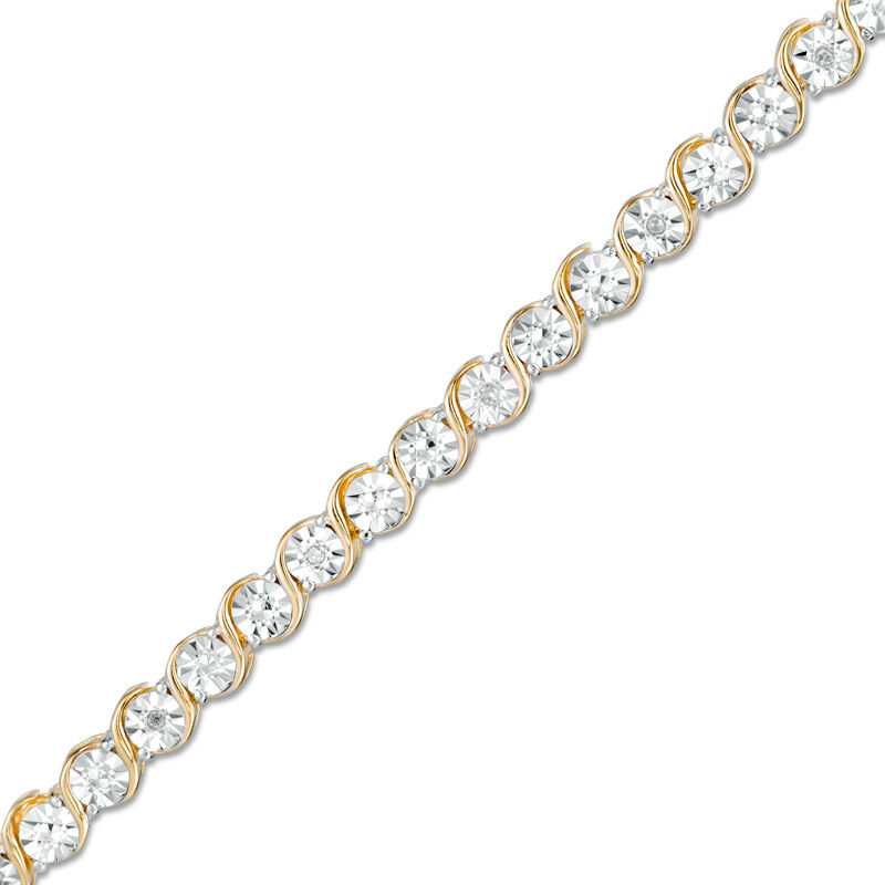 1/20 CT. T.W. Diamond Tennis Bracelet in Sterling Silver and 10K Gold Plate - 7.25"