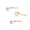 Thumbnail Image 0 of 14K Solid Gold CZ Three Piece Nose Stud Set - 24G 1/4"